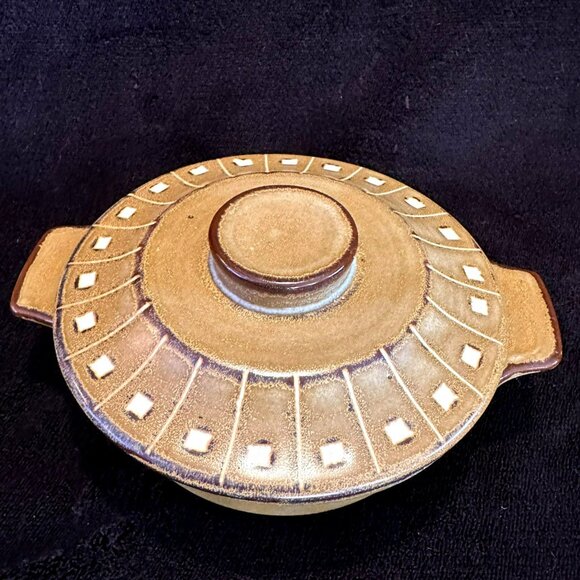 VTG Retro Stoneware Covered Casserole Dish With Geometric Pattern Made in Japan - Picture 3 of 7